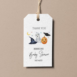 Halloween Little Boo Watercolor Baby Shower Presentetikett