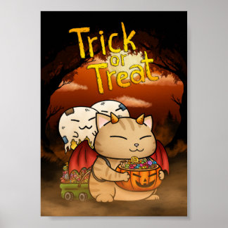Halloween Little Djävulen Cat Poster