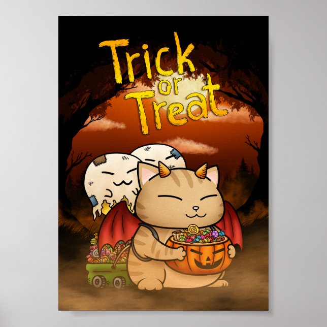 Halloween Little Djävulen Cat Poster (Framsidan)