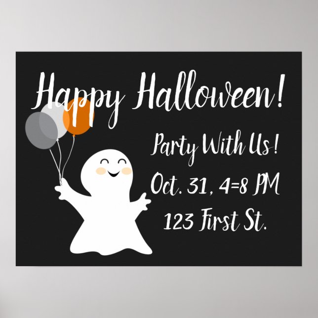 Halloween Little Ghost med Balloons Poster (Framsidan)