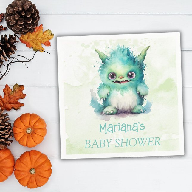 Halloween Little Monster Boy Baby Shower Pappersservett (Skapare uppladdad)