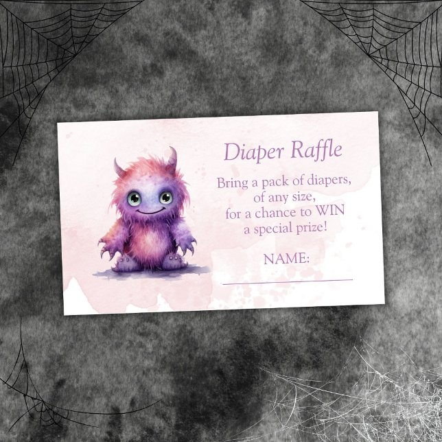 Halloween Little Monster Girl Diaper Raffle Ticket Tilläggskort (Skapare uppladdad)