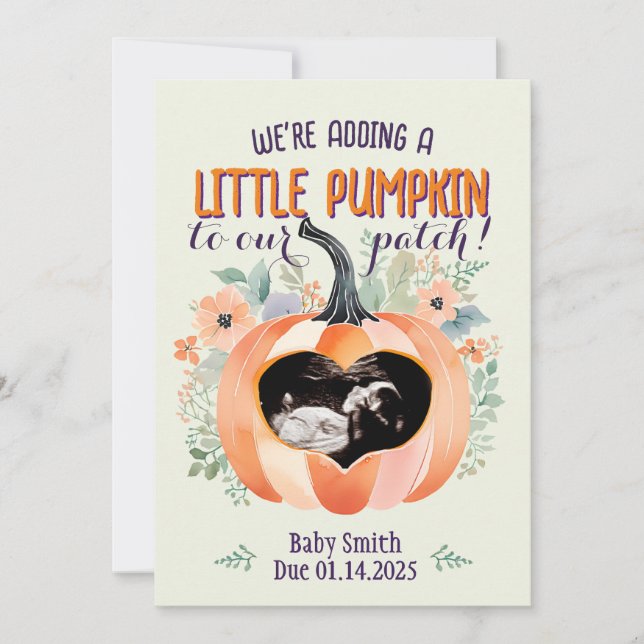 Halloween Little Pumpkin Patch Gravid Reveal Meddelande (Framsida)