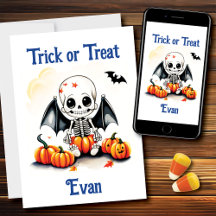 Halloween Little Skeleton Fladdermus Bus eller god