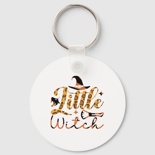 Halloween Little Witch Birthday Nyckelring (Framsida)