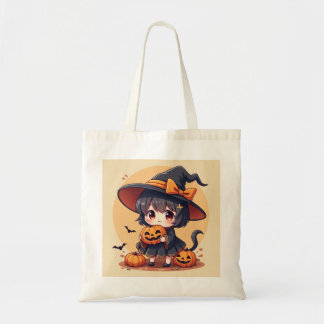 Halloween Little Witch Tote Bag Tygkasse