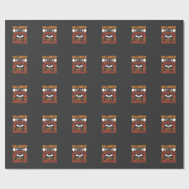 Halloween livsstil Fladdermus Pumpa Typografi Vekt Presentpapper (Platt)