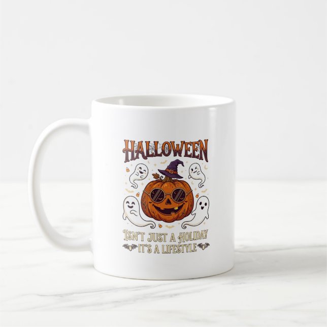 Halloween livsstil Pumpa solglasögon Häxa hatt G Kaffemugg (Vänster)