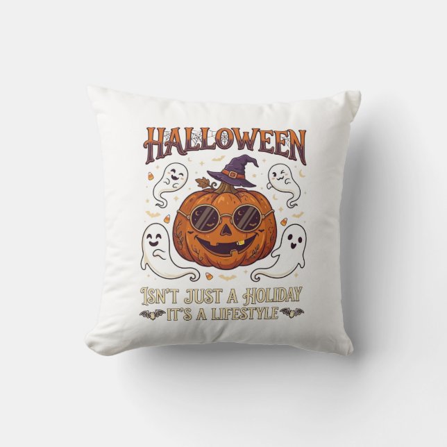 Halloween livsstil Pumpa solglasögon Häxa hatt G Kudde (Framsida)