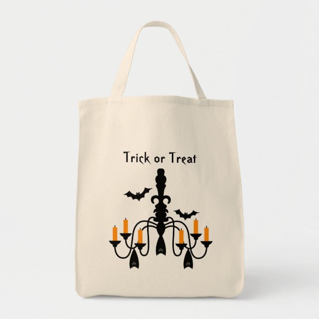 Halloween-ljus och fladdermöss, chandelier loot tygkasse (Framsidan)