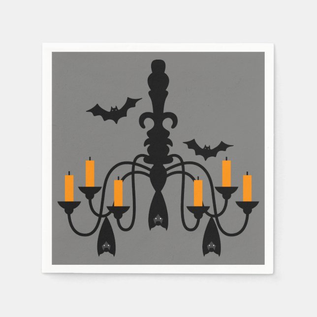Halloween-ljus och fladdermus chandelier pappersservett (Framsidan)