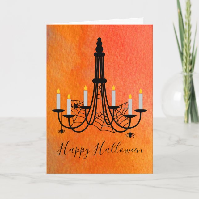 Halloween-ljus och spindlar kort (Framsida)