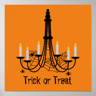 Halloween-ljus och spindlar poster