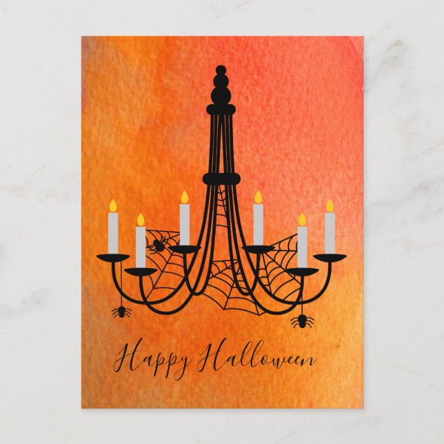 Halloween-ljus och spindlar vykort (Framsida)