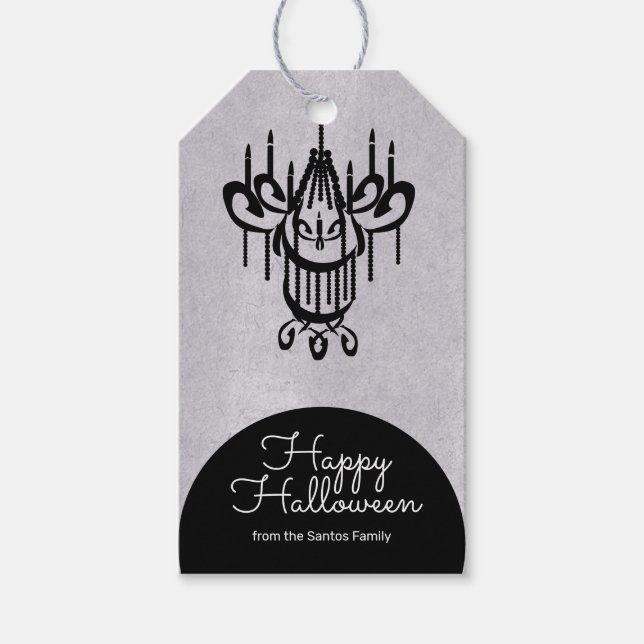 Halloween Ljuskrona Gravsten Presentetikett (Framsidan)