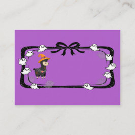 Halloween Llama Wearing Witch Hat Purple Placeringskort