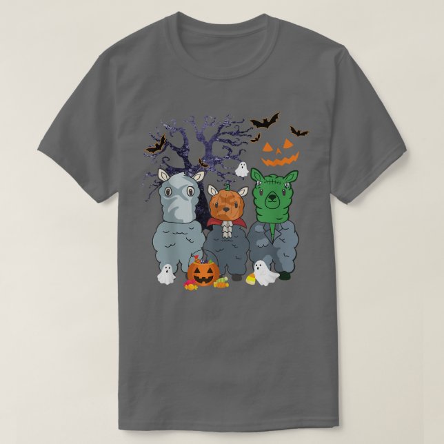 Halloween Llama Witch Scary Halloween Costume T Shirt (Design framsida)