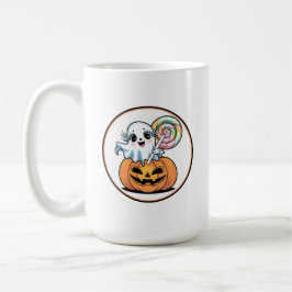 Halloween Lollipop Ghost On Pumpkin Kaffemugg