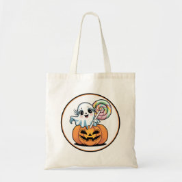 Halloween Lollipop Ghost On Pumpkin Tygkasse