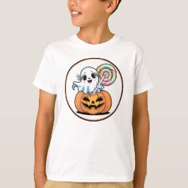 Halloween Lollipop Ghost på Pumpkin T Shirt
