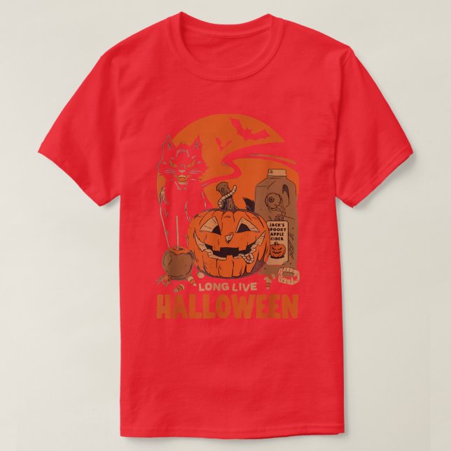Halloween Long Live Halloween Witchy Pumpkin Black T Shirt (Design framsida)
