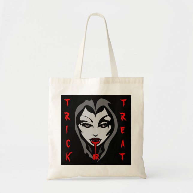 Halloween Loot Bag Vampire Tote Bag Anpassade Tygkasse (Framsidan)