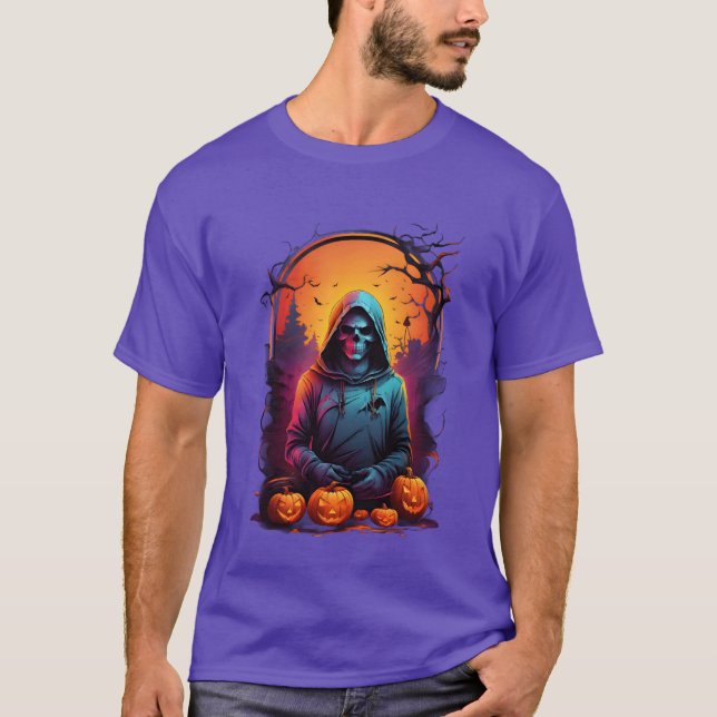 Halloween lustig i den härdade tidningen t shirt (Framsida)