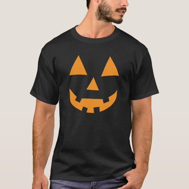 Halloween lustig jack o'lantern pumpor tee shirt (Framsida)