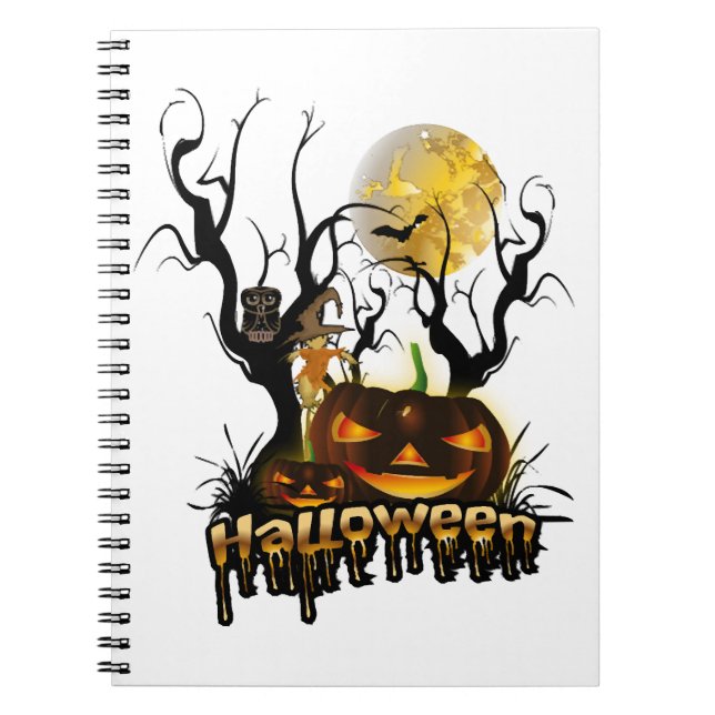 Halloween-lustig pumpa med uggla anteckningsbok (Framsidan)