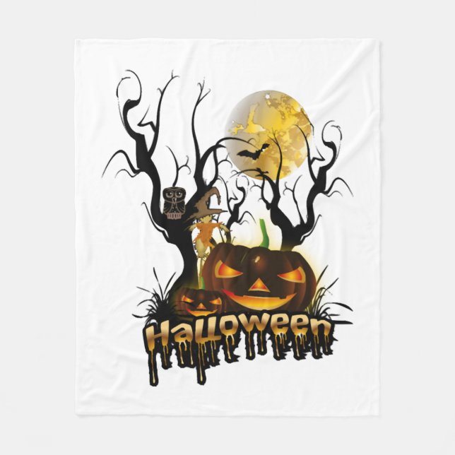 Halloween-lustig pumpa med uggla fleecefilt (Framsidan)