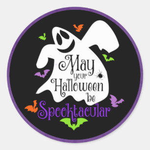 Halloween - Lycklig Ghost Spooktacular Runt Klistermärke