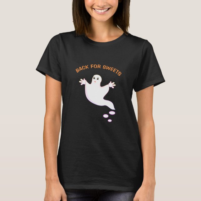 Halloween Lycklig Ghost T Shirt (Framsida)