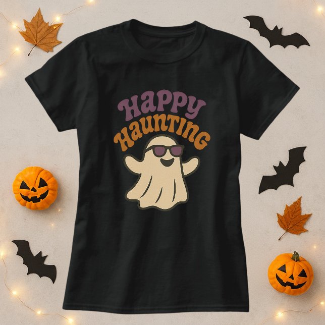 Halloween Lycklig Haunting Coola Ghost T Shirt (Skapare uppladdad)