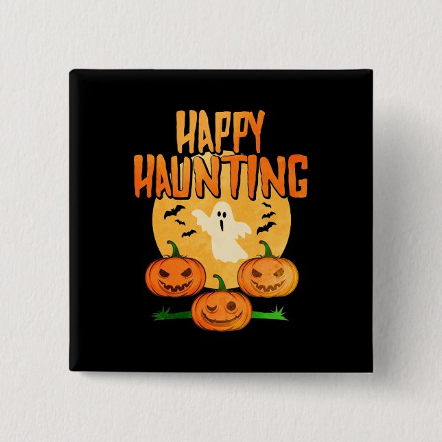 Halloween Lycklig Haunting Knapp (Framsida)