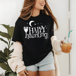 Halloween Lycklig Haunting Uggla Starry Natt T Shirt