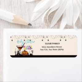 Halloween Lycklig Hour Pumpkin Cocktail Baby Showe Returadress Etikett