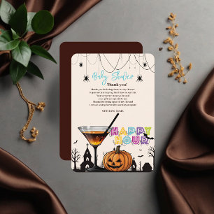 Halloween Lycklig Hour Pumpkin Cocktail Baby Showe Tack Kort
