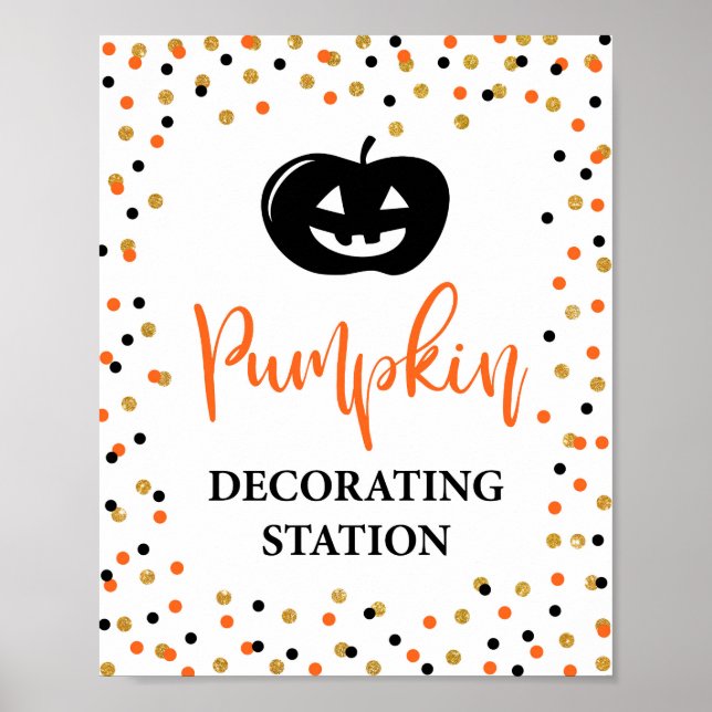 Halloween Lycklig Pumpkin Decoror Station Sign Poster (Framsidan)