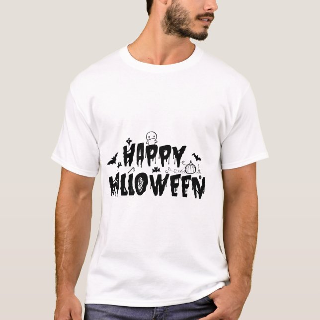 Halloween Lycklig T Shirt (Framsida)
