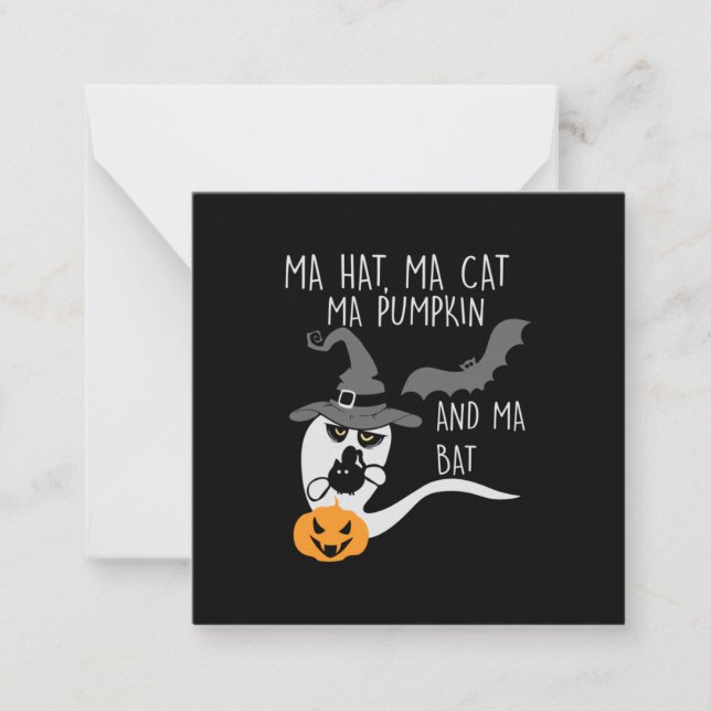 Halloween Ma Hat Ma Cat Birthday Anteckningskort (Framsida)