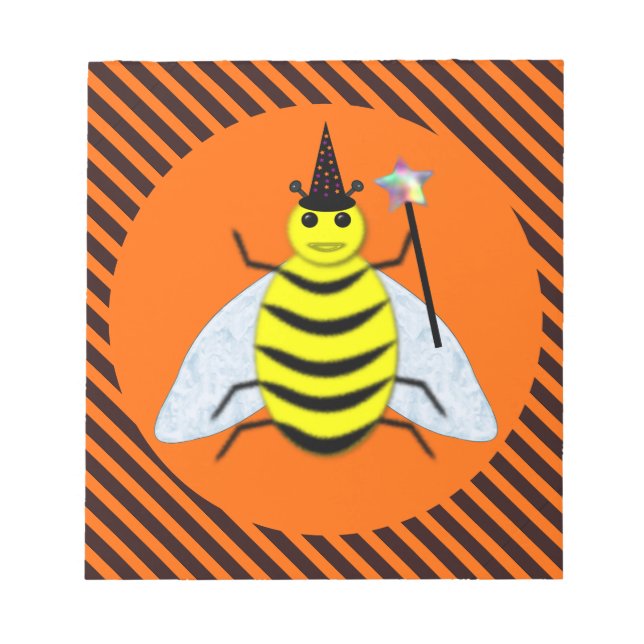Halloween magi Bee Witch Orange och Black Rand Anteckningsblock (Framsida)