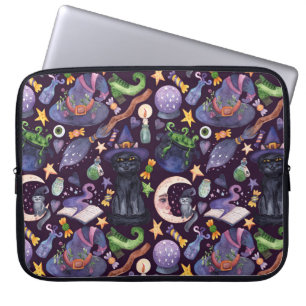 Halloween magi: mörk handdragen mönster. laptop fodral