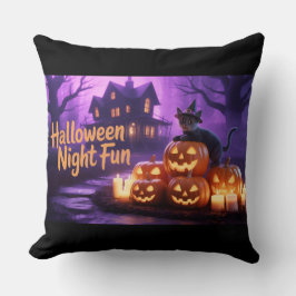 Halloween Magic-Adsible Cats & Flickering Pumpkin Kudde