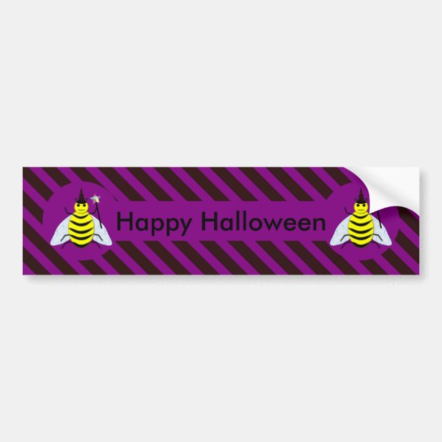 Halloween Magic Bee-guiden Lila och Black Rand Bildekal (Framsidan)