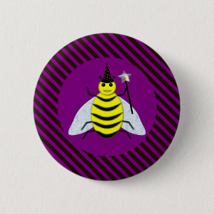 Halloween Magic Bee-guiden Lila och Black Rand Knapp