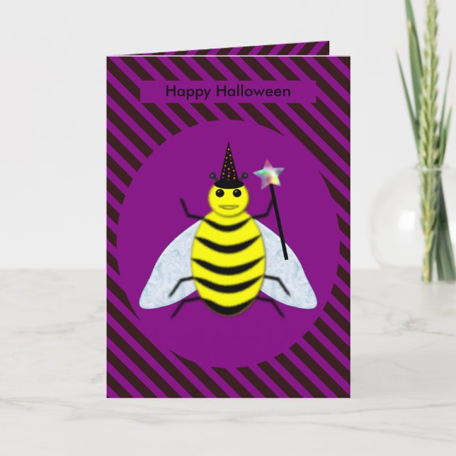 Halloween Magic Bee-guiden Lila och Black Rand Kort (Framsida)