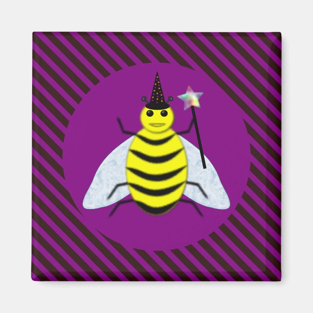 Halloween Magic Bee-guiden Lila och Black Rand Magnet (Framsidan)