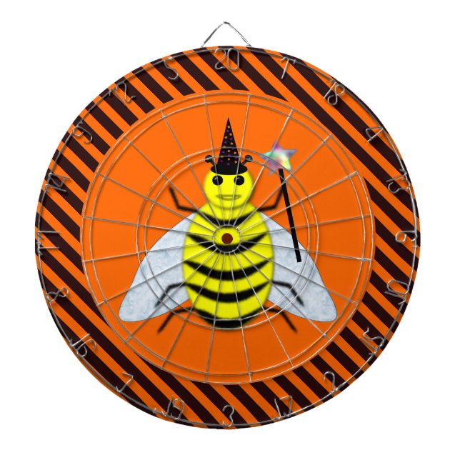 Halloween Magic Bee Witch Orange och Black Rand Darttavla (Framsidan)