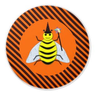 Halloween Magic Bee Witch Orange och Black Rand Knopp