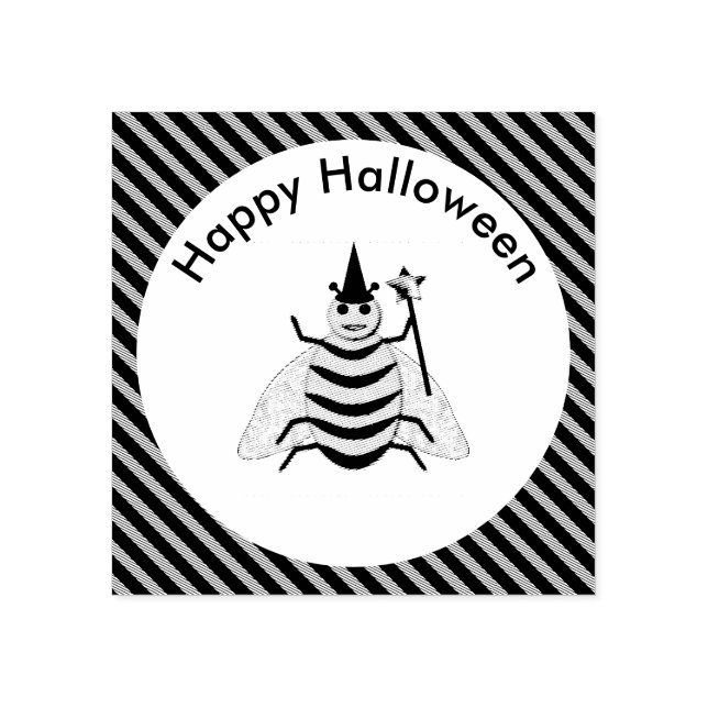 Halloween Magic Bee Witch Orange och Black Rand Stämpel (Tryck)